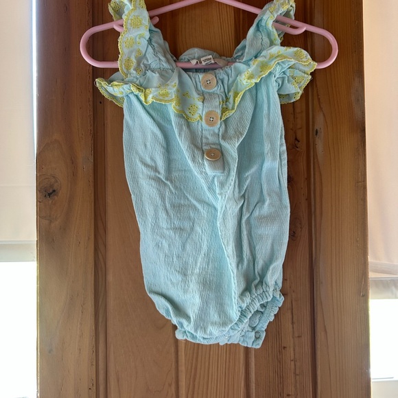 Jessica Simpson Baby Romper in Light Blue with Yellow Accents - Picture 1 of 3